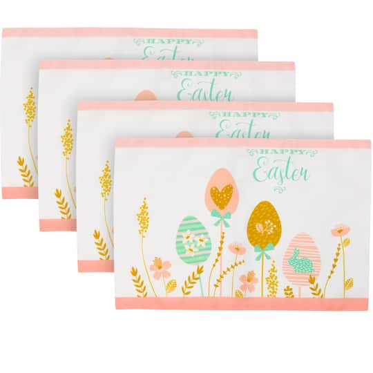 Pastel Happy Easter Eggs Floral Placemats, 4ct. By Northlight in Green | 12" x 18" | Michaels®